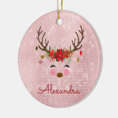 Rose Gold - Blush Pink Weihnachtsmann Monogramm Keramik Ornament (Links)