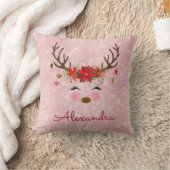 Rose Gold - Blush Pink Weihnachtsmann Monogramm Kissen (Decke)