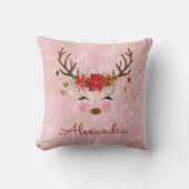 Rose Gold - Blush Pink Weihnachtsmann Monogramm Kissen (Vorderseite)