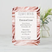 Rose Gold Blush Pink Zebra Einladung (Stehend Vorderseite)