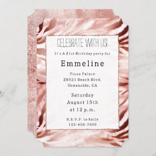 Rose Gold Blush Pink Zebra Einladung