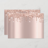 Rose Gold Blush Powder Glitzer Spark RSVP Karte (Vorne/Hinten)