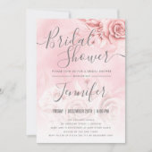 Rose Gold Blush Rosa Blues Glitzer Brautparty Einladung (Vorderseite)