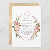 Rose Gold & Blush Rosa Blumenfeier Einladung (Vorne/Hinten)