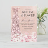 Rose Gold & Blush Rosa Brautparty Invit Einladung (Stehend Vorderseite)