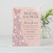 Rose Gold & Blush Rosa Kleid Gourmet Brautparty Einladung (Stehend Vorderseite)