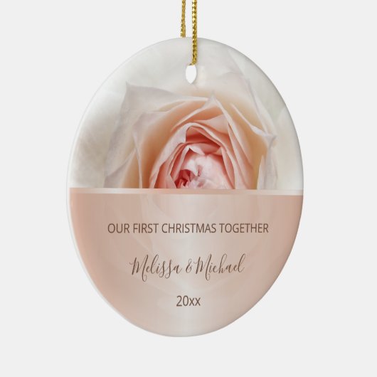 Rose Gold Blush Rose | First Christmas Custom Keramik Ornament (Rechts)