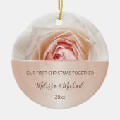 Rose Gold Blush Rose | First Christmas Custom Keramik Ornament (Vorne)