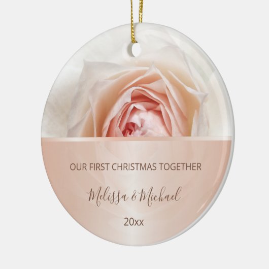 Rose Gold Blush Rose | First Christmas Custom Keramik Ornament (Links)