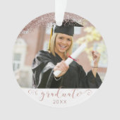 Rose Gold & Blush Script Graduate Foto Keepake Ornament (Vorderseite)