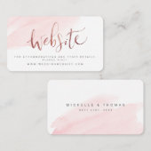 Rose Gold Blush Script Hochzeitswebsite Beipackkar Platzkarte (Vorne/Hinten)