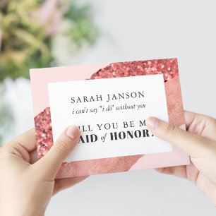 Rose Gold, Blush & Sequin Brautjungfer Einladung