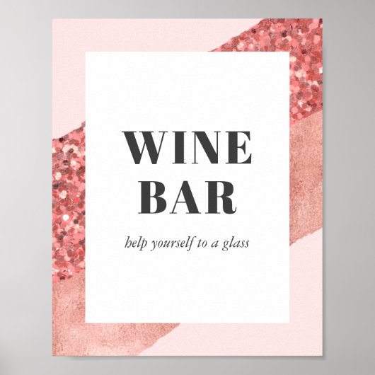 Rose Gold, Blush & Sequin Brautparty Bar Poster (Vorne)