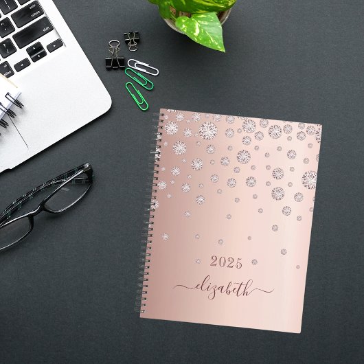 Rose gold blush shining diamonds name 2023 planer