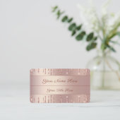 Rose Gold Blush Shiny Glitzer Tropfen Visitenkarte (Stehend Vorderseite)