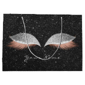 Rose Gold Blush Silver Glitzer Lashes Schwarz Große Geschenktüte (Rückseite)