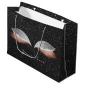 Rose Gold Blush Silver Glitzer Lashes Schwarz Große Geschenktüte (Vorderseite Schrägansicht)