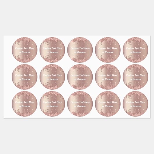 Rose Gold Blush Sparkle Tropfen Benutzerdefinierte Etiketten (Blatt)