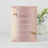 Rose Gold Blush Tropfen Moderne Hochzeitseinladung (Stehend Vorderseite)