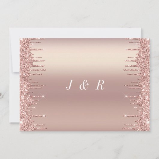 Rose Gold Blush Tropfen Moderne Hochzeitseinladung (Rückseite)
