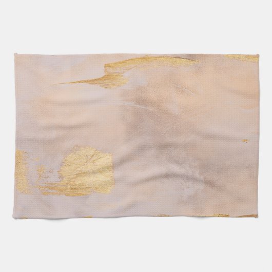 Rose Gold Blush und Gold Textur Geschirrtuch (Horizontal)