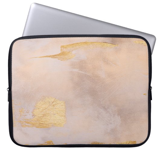 Rose Gold Blush und Gold Textur Laptopschutzhülle (Vorderseite)