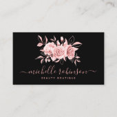 Rose Gold Blush Weibliche Blumenschrift Schwarz Visitenkarte (Vorderseite)