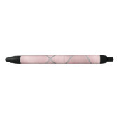 Rose Gold Blushing Pink & Silver Lines Chic Office Kugelschreiber (Vorderseite)