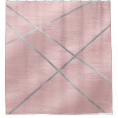 Rose Gold Blushing Pink & Silver Lines Duschvorhang (Vorderseite)