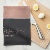 ROSE GOLD BLUSPINK COPPER SILVER BLACK STRIPS GESCHIRRTUCH (Viertel Falte)