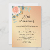 Rose Gold Blüte 50. Hochzeitstag Luxus Einladung (Vorderseite)