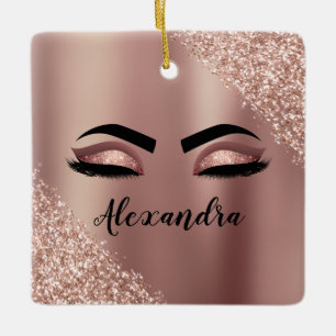 Rose Gold Blüten Rosa Monogramm Glitzer Eyelinen Keramikornament