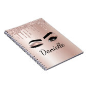 Rose Gold Blüten Rosa Monogramm Glitzer Eyelinen Notizblock (Rechte Seite)