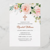 Rose Gold Blütenblau Wasser Taufe Folieneinladung (Vorderseite)