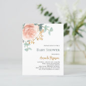 Rose Gold Blütengeld Kinderdusche Einladung (Stehend Vorderseite)