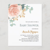 Rose Gold Blütengeld Kinderdusche Einladung (Vorderseite)