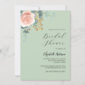 Rose Gold Blütengrün Brautparty Einladung (Vorderseite)