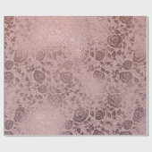 Rose Gold Blütenwirbelmuster auf Rosa Geschenkpapier (Flach)