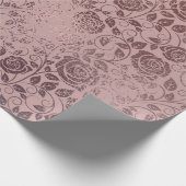 Rose Gold Blütenwirbelmuster auf Rosa Geschenkpapier (Ecke)