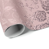 Rose Gold Blütenwirbelmuster auf Rosa Geschenkpapier (Rolleneckpunkt)