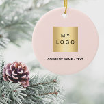 Rose gold-blütige Firmenlogo Keramik Ornament<br><div class="desc">Ein rot,  Rose goldener Hintergrund. Personalisieren und fügen Sie Ihr Unternehmen,  Firmenlogo und einen Text. Wenn Sie es ohne Text gewollt haben,  löschen Sie mit der Backspace-Taste.</div>
