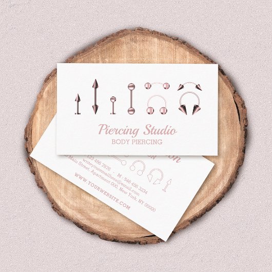Rose Gold Body Piercing Studio Visitenkarte