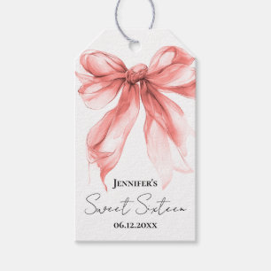 Rose Gold Bogen Coquette Schrift Süße 16 Danke Geschenkanhänger