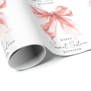 Rose Gold Bogen Coquette Schrift Süße 16 Party Geschenkpapier