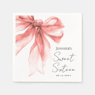 Rose Gold Bogen Coquette Schrift Süße 16 Party Serviette