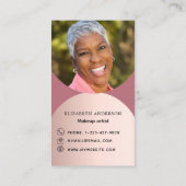 Rose Gold Bogen Foto Qr-Code Logo Social Media Visitenkarte (Rückseite)