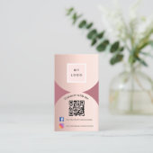 Rose Gold Bogen Foto Qr-Code Logo Social Media Visitenkarte (Stehend Vorderseite)