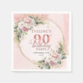 Rose Gold Bohemian Greenery 90th Birthday Party Serviette (Vorderseite)