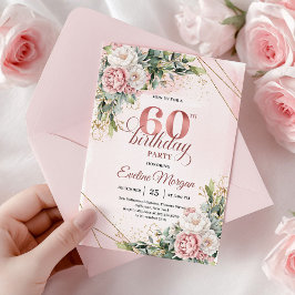 Rose Gold Bohemian Watercolor Floral 60th Birthday Einladung