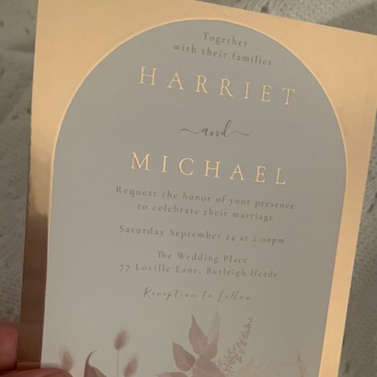 Rose Gold Boho Arch Blush Bloral Wedding Folieneinladung